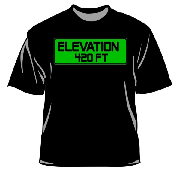 black shirt with green logo